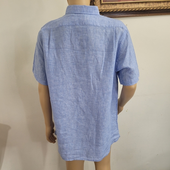 Cremieux 38 Linen Shirt Men’s Large Short Sleeve B - Picture 4 of 8